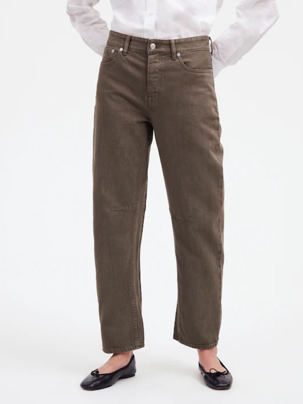 Madewell Darted Barrel Leg Jean Driftwood Brown